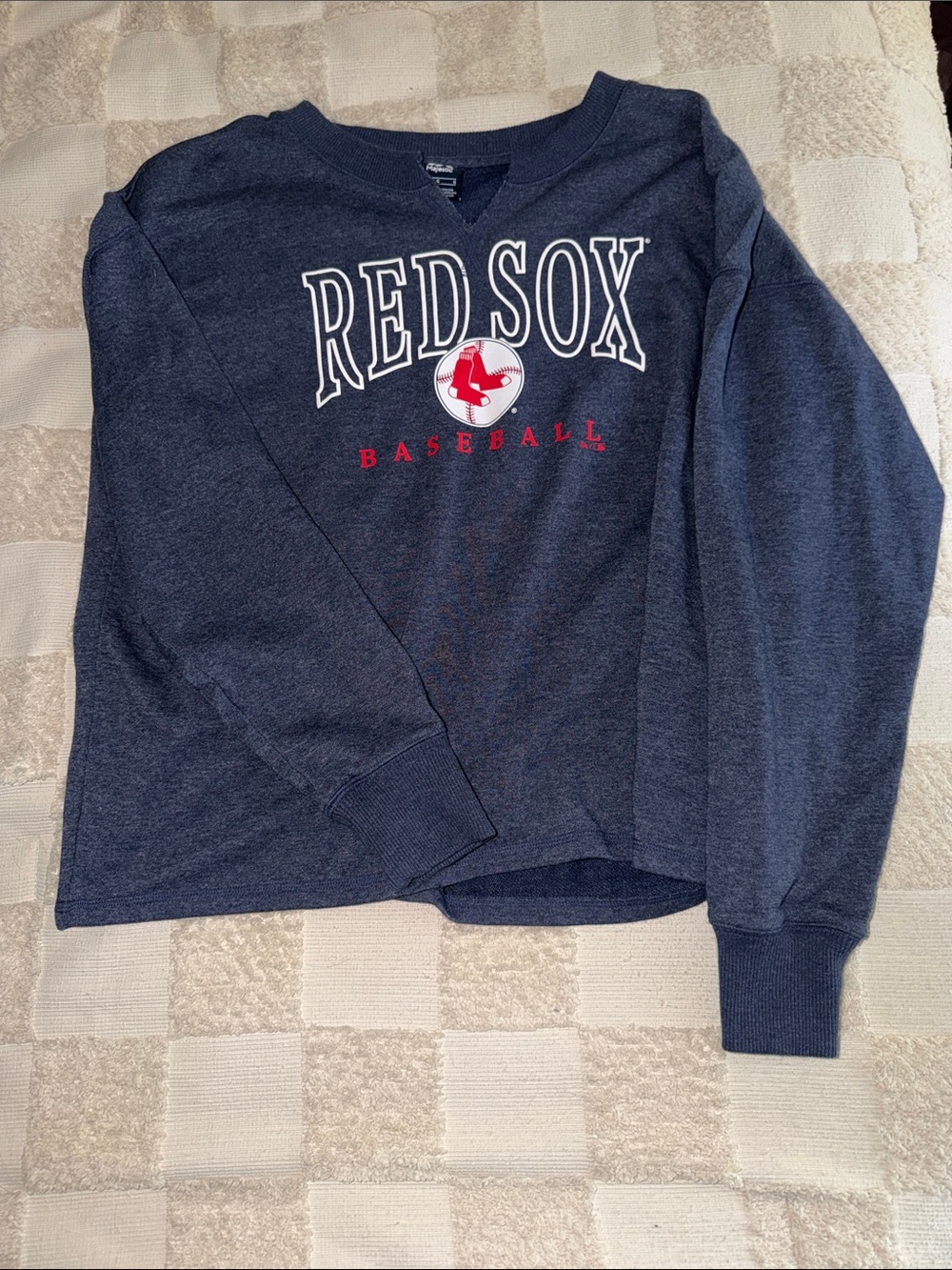 Majestic Navy Blue Red Sox Crewneck Sweatshirt with Team Logo